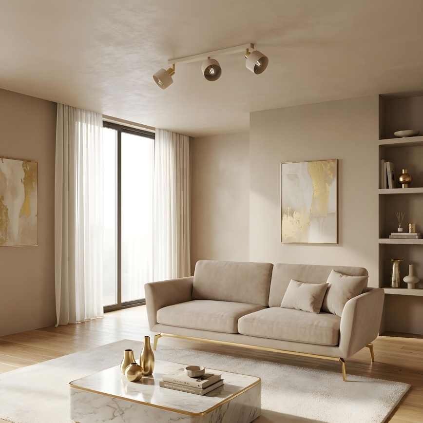 Spottivalaisin PARKLA 3xE27/15W/230V beige/kultainen