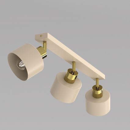 Spottivalaisin PARKLA 3xE27/15W/230V beige/kultainen