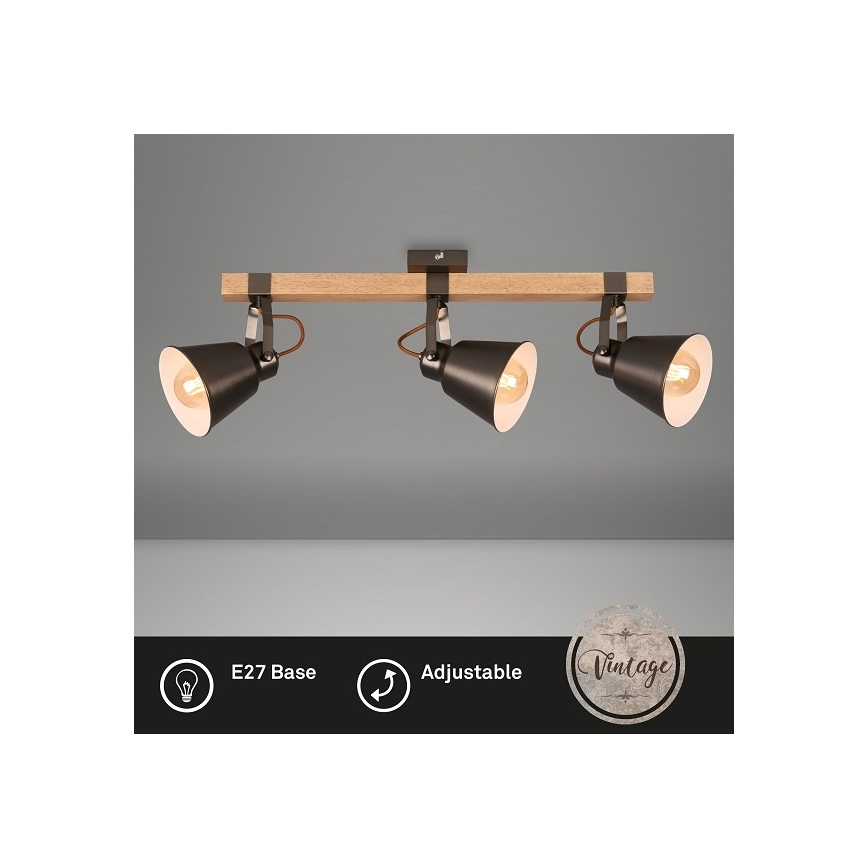 Spottivalaisin RETRO 3xE27/40W/230V ruskea