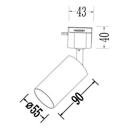 Spottivalaisin TIGER 1-vaiheiseen kiskojärjestelmään 1xGU10/10W/230V, valkoinen