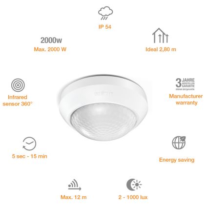 STEINEL 006532 - Ulkoliikennanturi IS360-3 valkoinen IP54