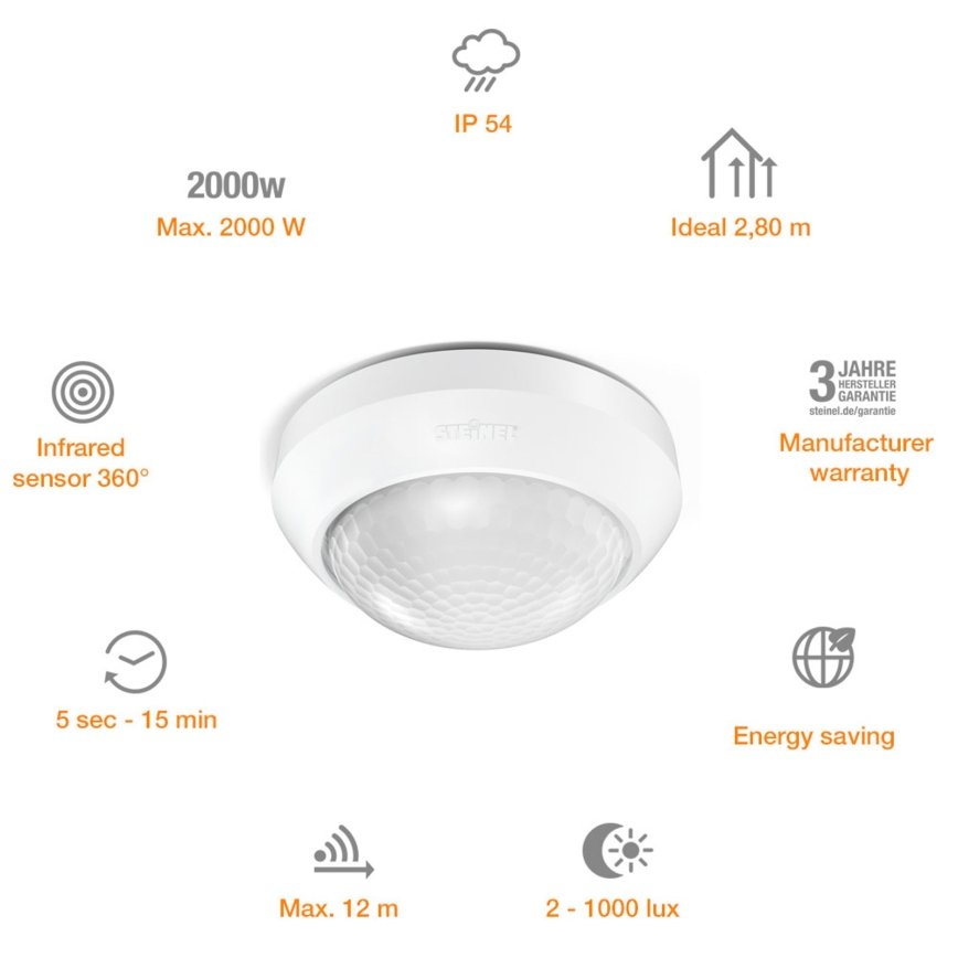 STEINEL 006532 - Ulkoliikennanturi IS360-3 valkoinen IP54