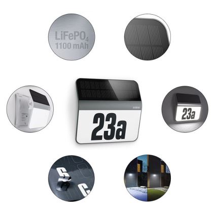 STEINEL 035730 - LED Aurinkokäyttöinen talonnumero XSolar LH-N LED/0,03W IP44 2500 mAh