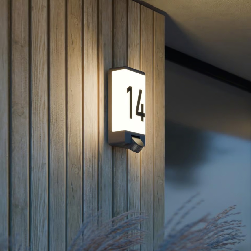 Steinel 094263 - Talonumerokilpi liiketunnistimella 1xE27/15W/230V L 14 S IP44