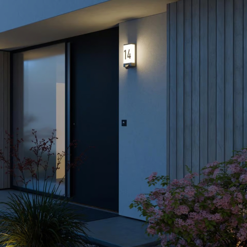 Steinel 094263 - Talonumerokilpi liiketunnistimella 1xE27/15W/230V L 14 S IP44