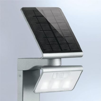 STEINEL 671211 - Aurinkokennolla toimiva LED-sensorivalaisin XSolar GL-S 0,5W/LED hopea IP44 2500 mAh