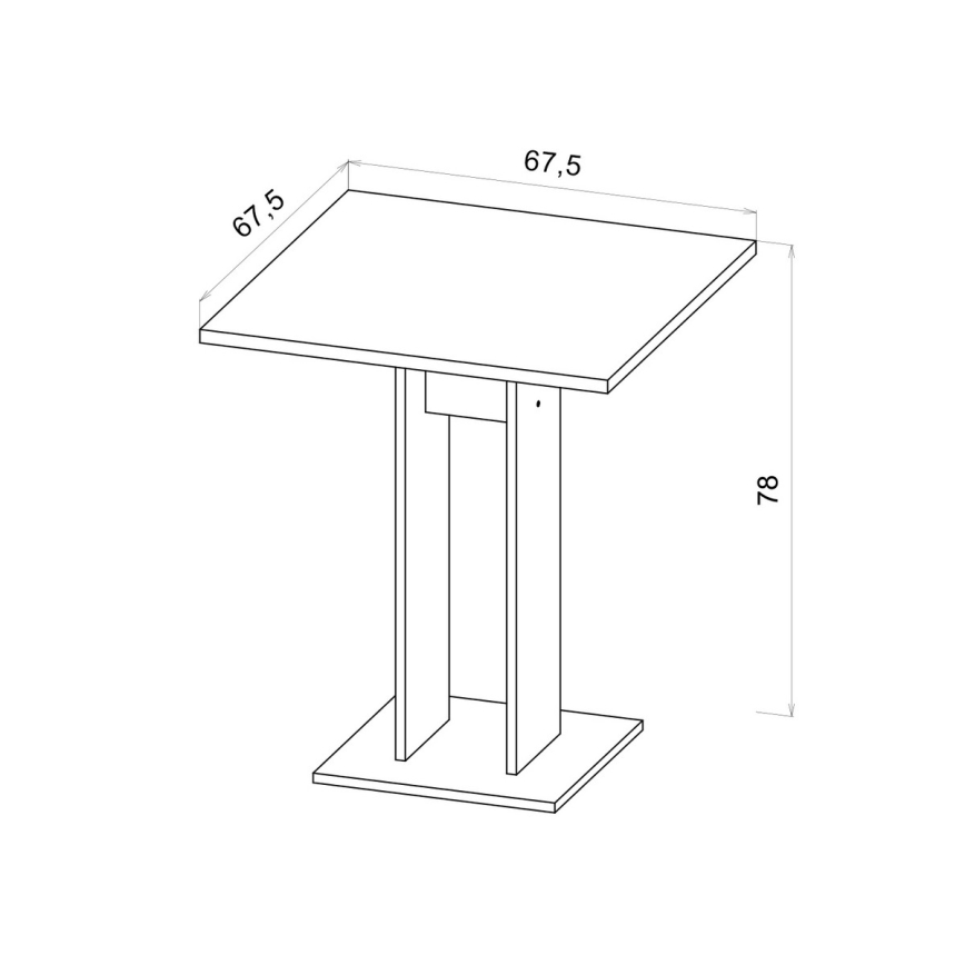 STRAPO-pöytä 68 x 68 cm, valkoinen