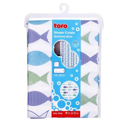 Suihkuverho TORO PREMIUM 178x199 cm sininen/vihreä