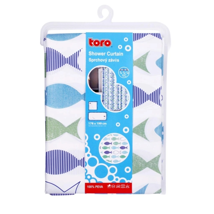 Suihkuverho TORO PREMIUM 178x199 cm sininen/vihreä