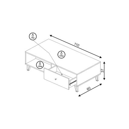 SULA-sohvapöytä, artisan-tammi/valkoinen