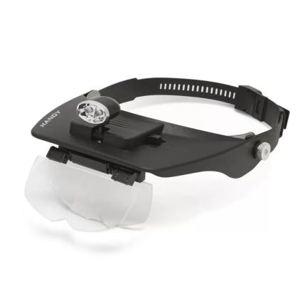 Suurennuslasi otsalle LED-valolla 2xAAA + linssisarja