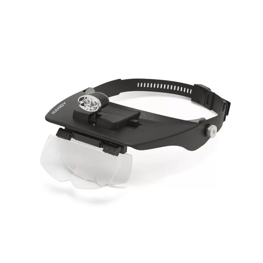 Suurennuslasi otsalle LED-valolla 2xAAA + linssisarja