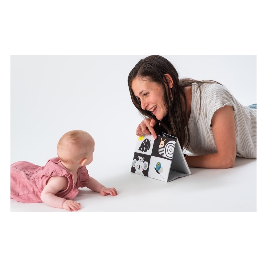 Taf Toys - Lasten tekstiilikirja peilillä musta