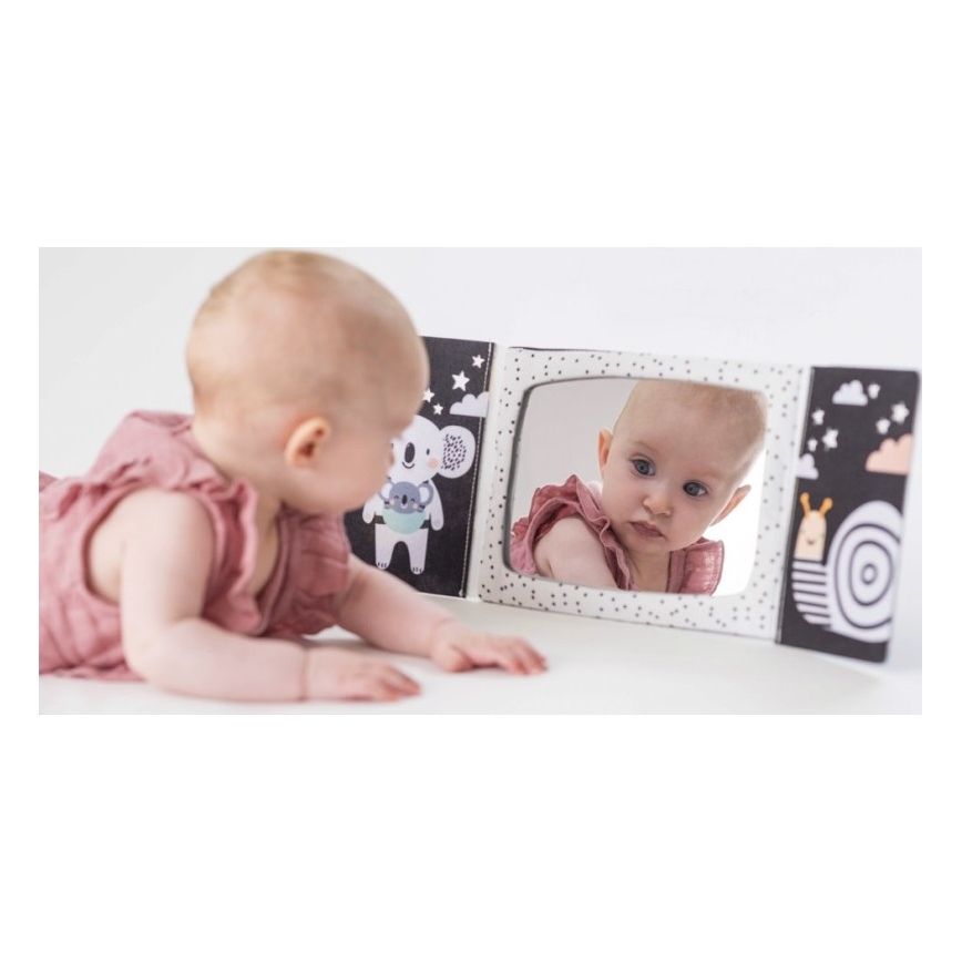 Taf Toys - Lasten tekstiilikirja peilillä musta