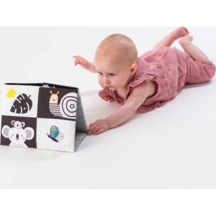 Taf Toys - Lasten tekstiilikirja peilillä musta