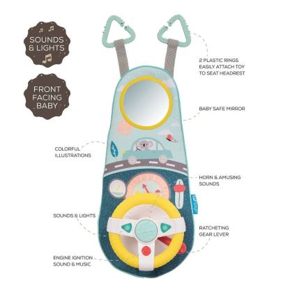 Taf Toys - Ripustettava koala-auton ohjauspyörä 2xAA