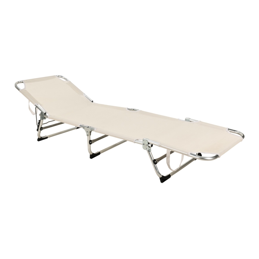 Taitettava säädettävä aurinkotuoli SUNO 56x190 cm kermanvärinen