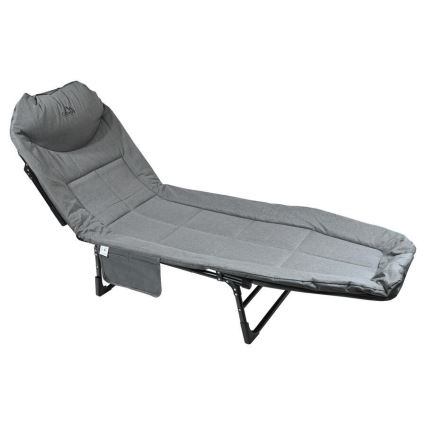 Taitettava, säädettävä retkilepotuoli, harmaa