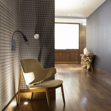 Taivutettava LED-seinävalaisin BASE LED/8W+LED/2W/230V musta/hopea