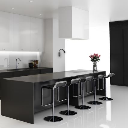 Taivutettava LED-seinävalaisin BASE LED/8W+LED/2W/230V musta/hopea