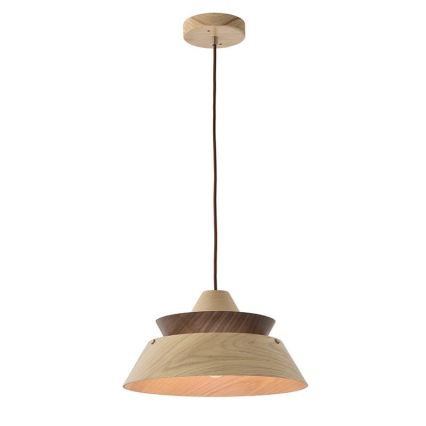 Täyspuinen riippuvalaisin johdolla, 1xE27/60W/230V, Ø 33 cm, tammi/pähkinäpuu/kumipuu