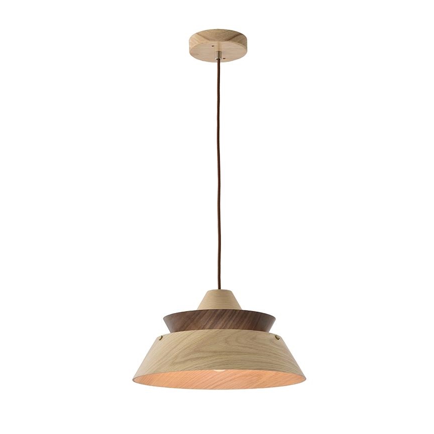 Täyspuinen riippuvalaisin johdolla, 1xE27/60W/230V, Ø 33 cm, tammi/pähkinäpuu/kumipuu