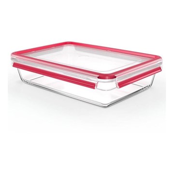 Tefal - 3 l MSEAL GLASS säilytysastia, punainen/lasinen
