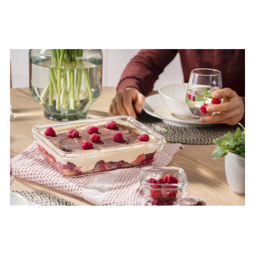 Tefal - 3 l MSEAL GLASS säilytysastia, punainen/lasinen