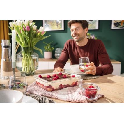 Tefal - 3 l MSEAL GLASS säilytysastia, punainen/lasinen
