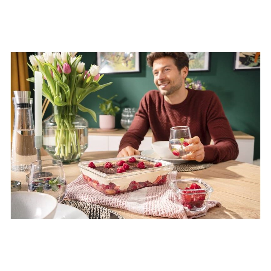 Tefal - 3 l MSEAL GLASS säilytysastia, punainen/lasinen