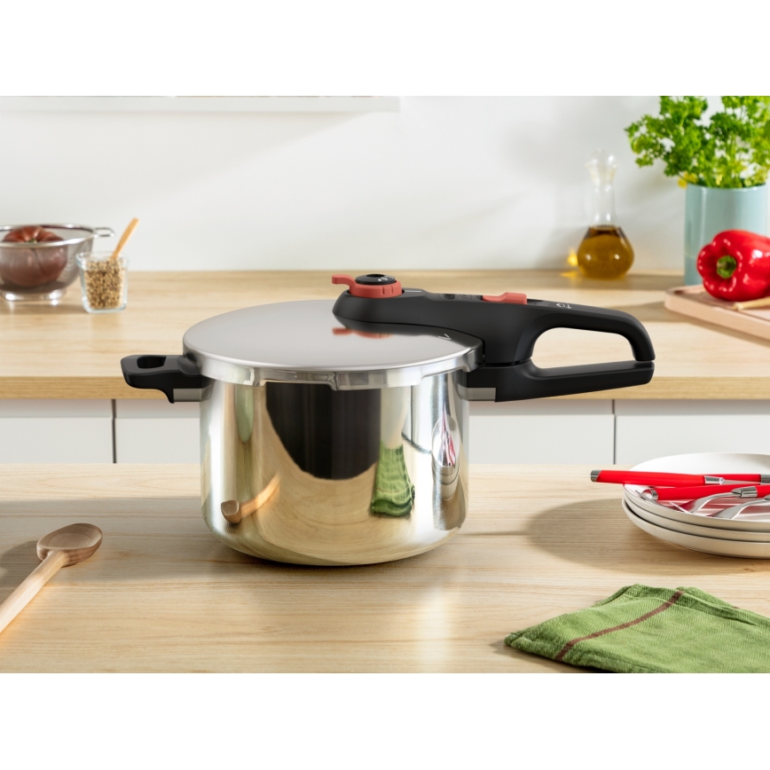 Tefal - 6 l painekeitin SECURE TRENDY + 5-osainen INGENIO EMOTION-setti