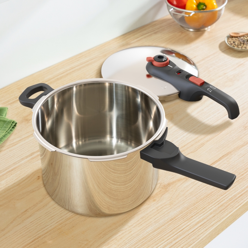 Tefal - 6 l painekeitin SECURE TRENDY + 5-osainen INGENIO EMOTION-setti
