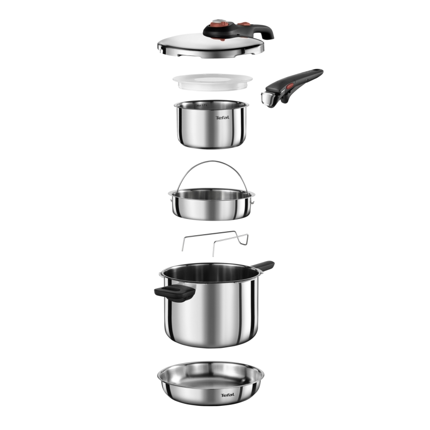 Tefal - 6 l painekeitin SECURE TRENDY + 5-osainen INGENIO EMOTION-setti