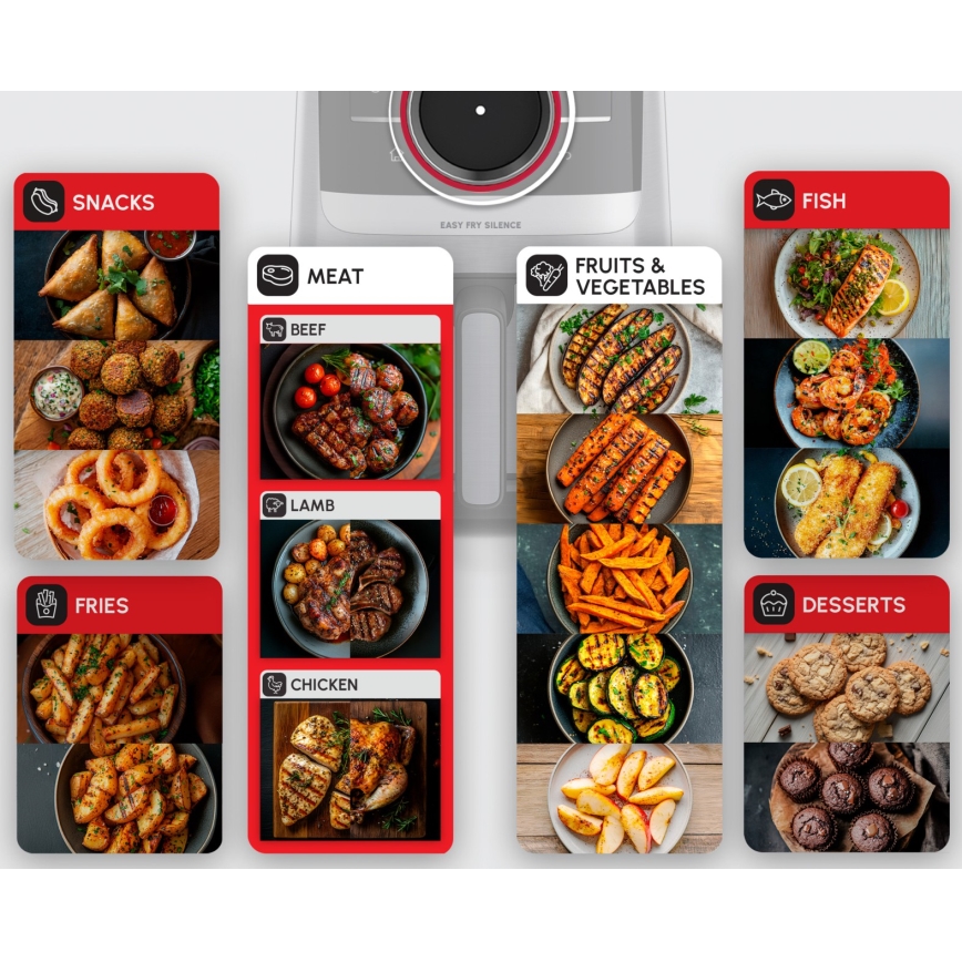 Tefal - Kuumailmafriteerauslaite 5 l EASY FRY SILENCE SMART 1400-1670W/230V