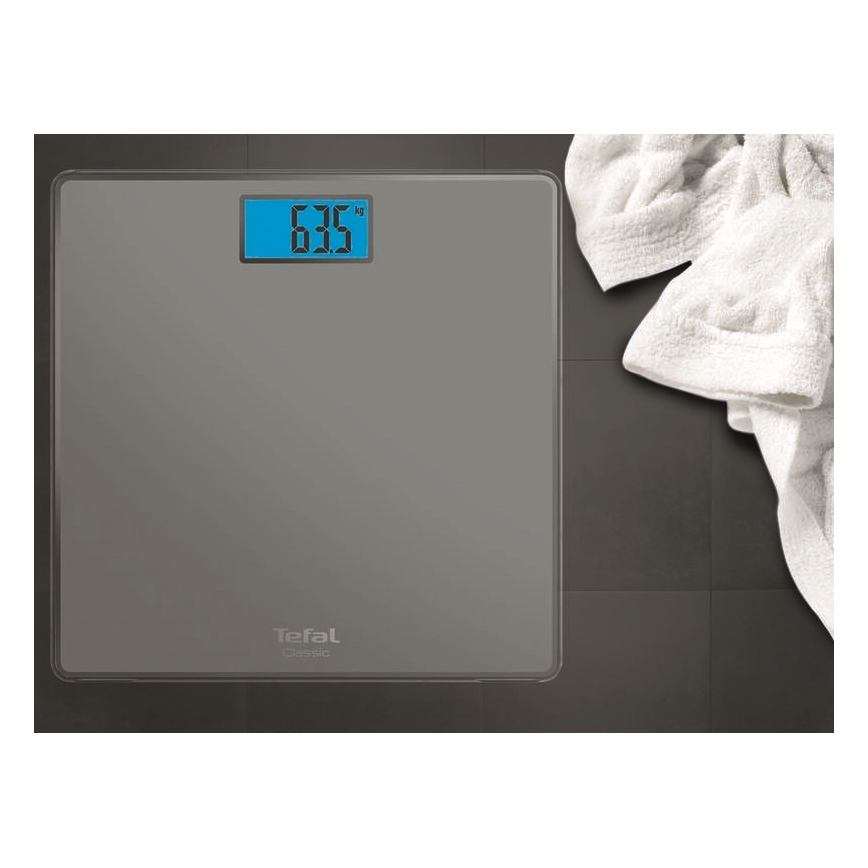 Tefal - Kylpyhuoneen vaaka CLASSIC 2xAAA harmaa