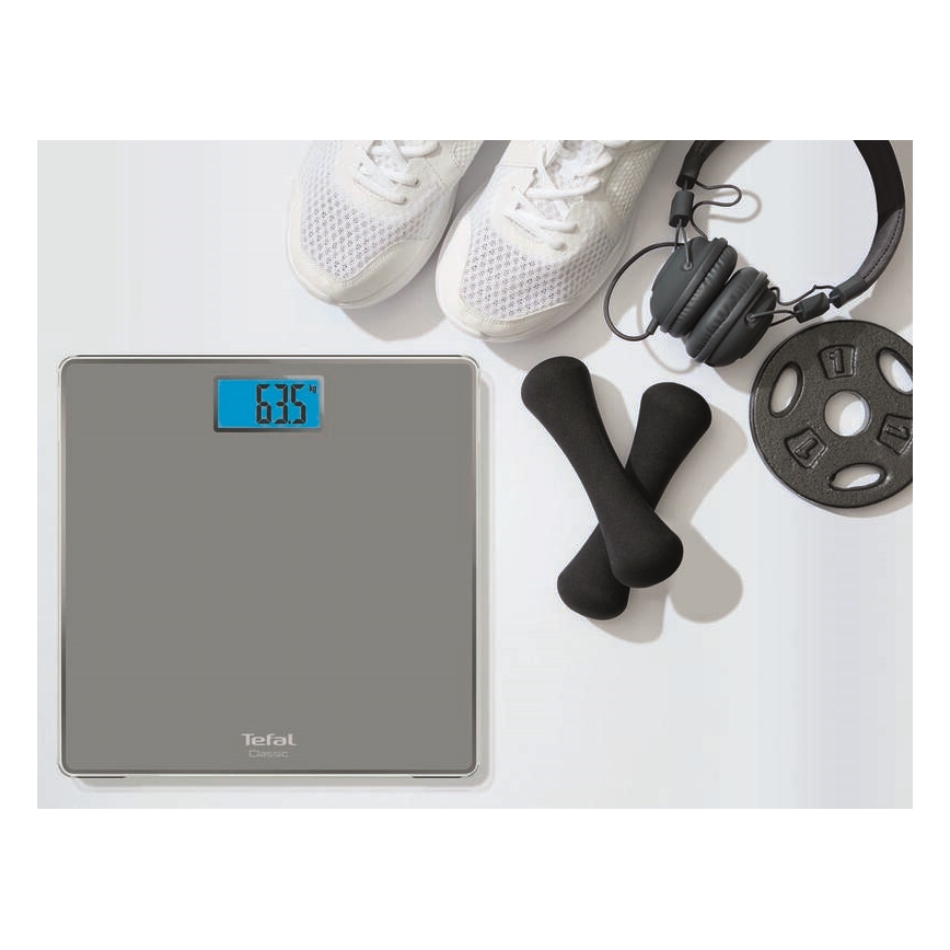 Tefal - Kylpyhuoneen vaaka CLASSIC 2xAAA harmaa