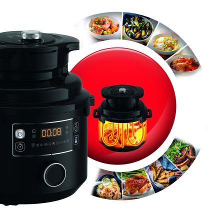 Tefal - Monitoiminen sähköinen painekeitin 7,6 l 1200W/230V musta