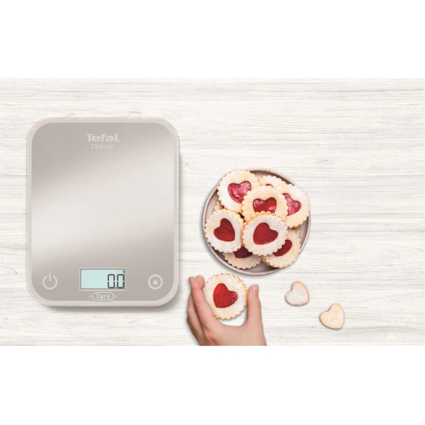 Tefal - Keittiövaaka OPTISS 2xAAA harmaa