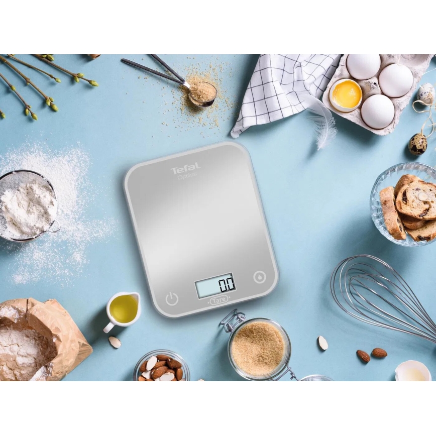 Tefal - Keittiövaaka OPTISS 2xAAA harmaa