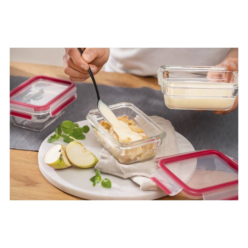 Tefal - Ruokasäiliö 1,1 l MSEAL GLASS punainen/lasi