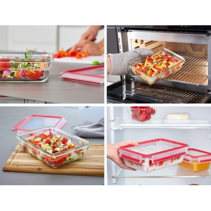 Tefal - Ruokasäiliö 1,3 l MSEAL GLASS punainen/lasi