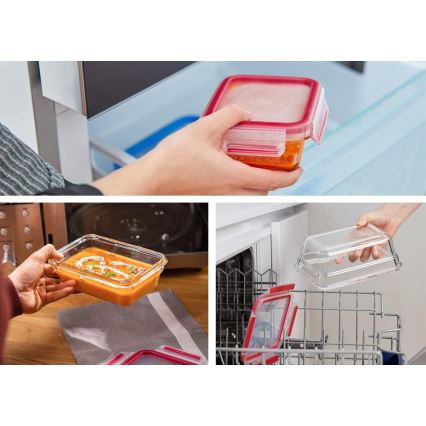 Tefal - Ruokasäiliö 1,3 l MSEAL GLASS punainen/lasi