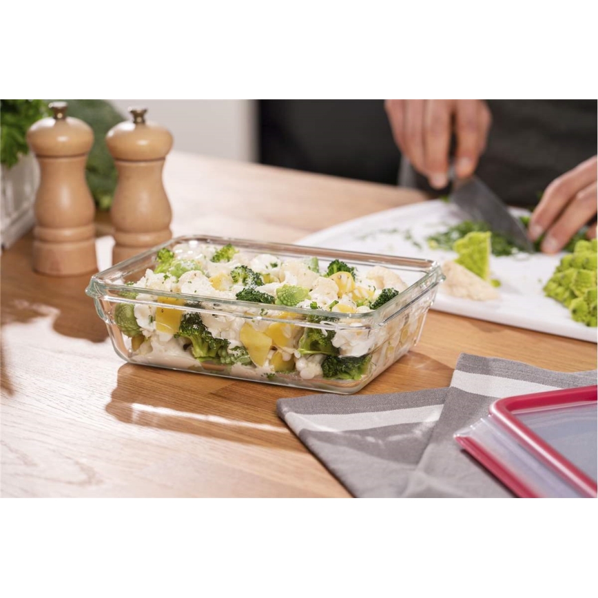 Tefal - Ruokasäiliö 1,3 l MSEAL GLASS punainen/lasi