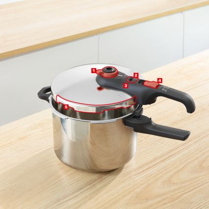 Tefal - SECURE TRENDY 6 l painekeitin + INGENIO EMOTION 5-osainen setti