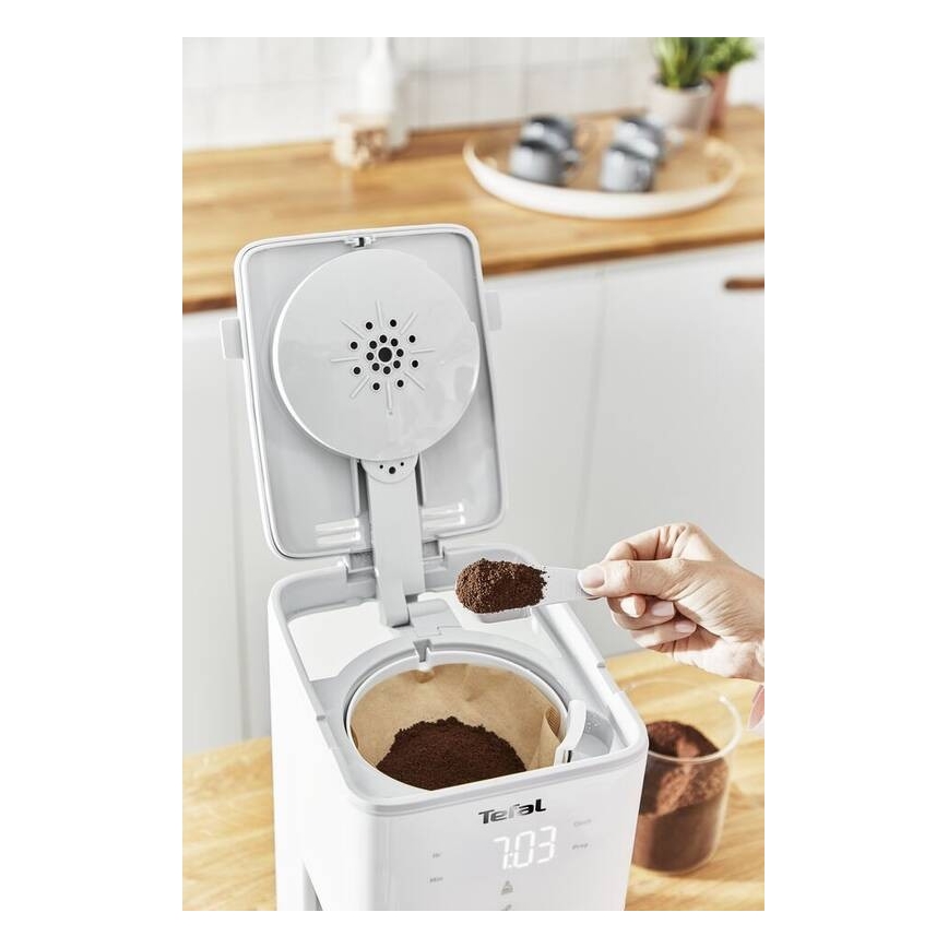 Tefal - Suodatinkahvinkeitin LCD-näytöllä SENSE 1000W/230V valkoinen