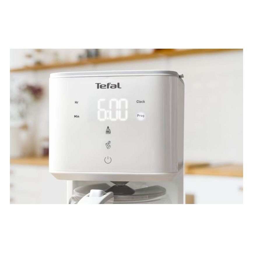 Tefal - Suodatinkahvinkeitin LCD-näytöllä SENSE 1000W/230V valkoinen