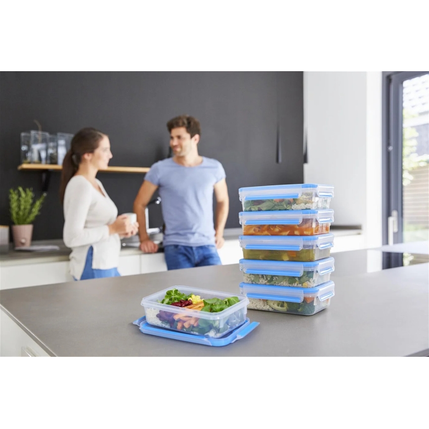 Tefal - Setti 6x ruokasäilytysrasia 0,8 l MASTER SEAL FRESH sininen