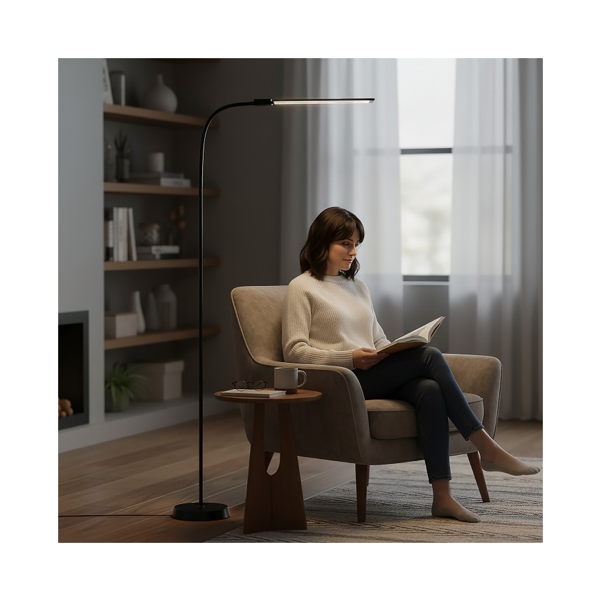 TEILO himmennettävä LED-lattiavalaisin LED/14W/230V 3000/4000/6000K musta