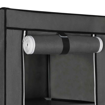 Tekstiilivaatekaappi hyllyillä ja vaatetangolla MATIS 150x175 cm harmaa