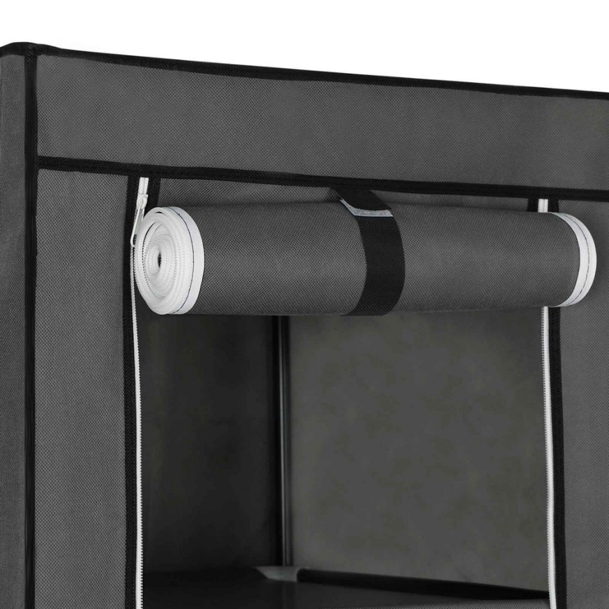 Tekstiilivaatekaappi hyllyillä ja vaatetangolla MATIS 150x175 cm harmaa